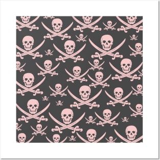 Millennial Pink Pirate Pattern Posters and Art